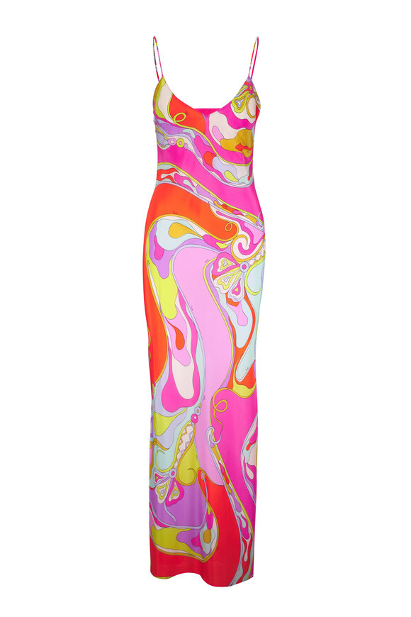 Pucci Multicolor Orchidee Print Silk Maxi Dress - view 1