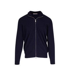 カーディガン Brunello Cucinelli Cashmere Full-Zip Cardigan Brunello Cucinelli - Solid Gray Cashmere Zip Cardigan