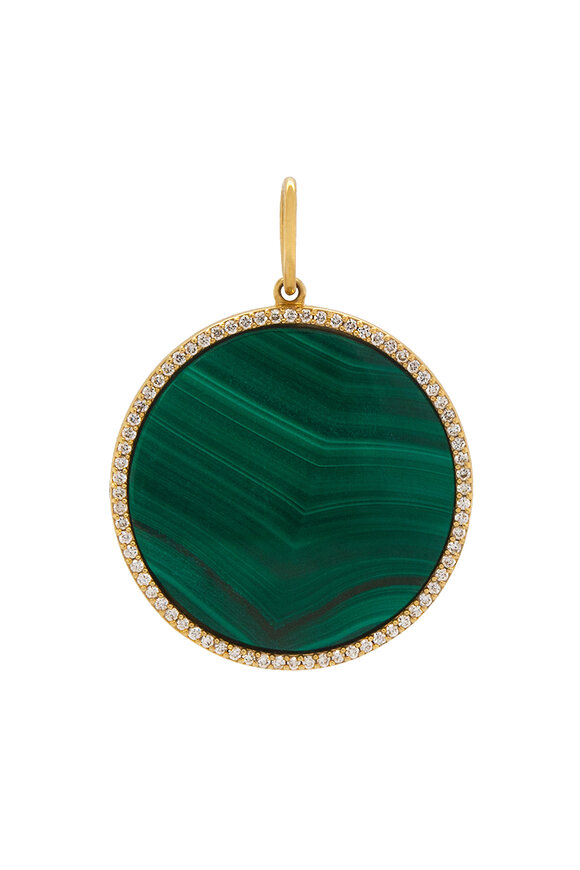 Bridget King 14k Yellow Gold Large Malachite Medallion - view 1