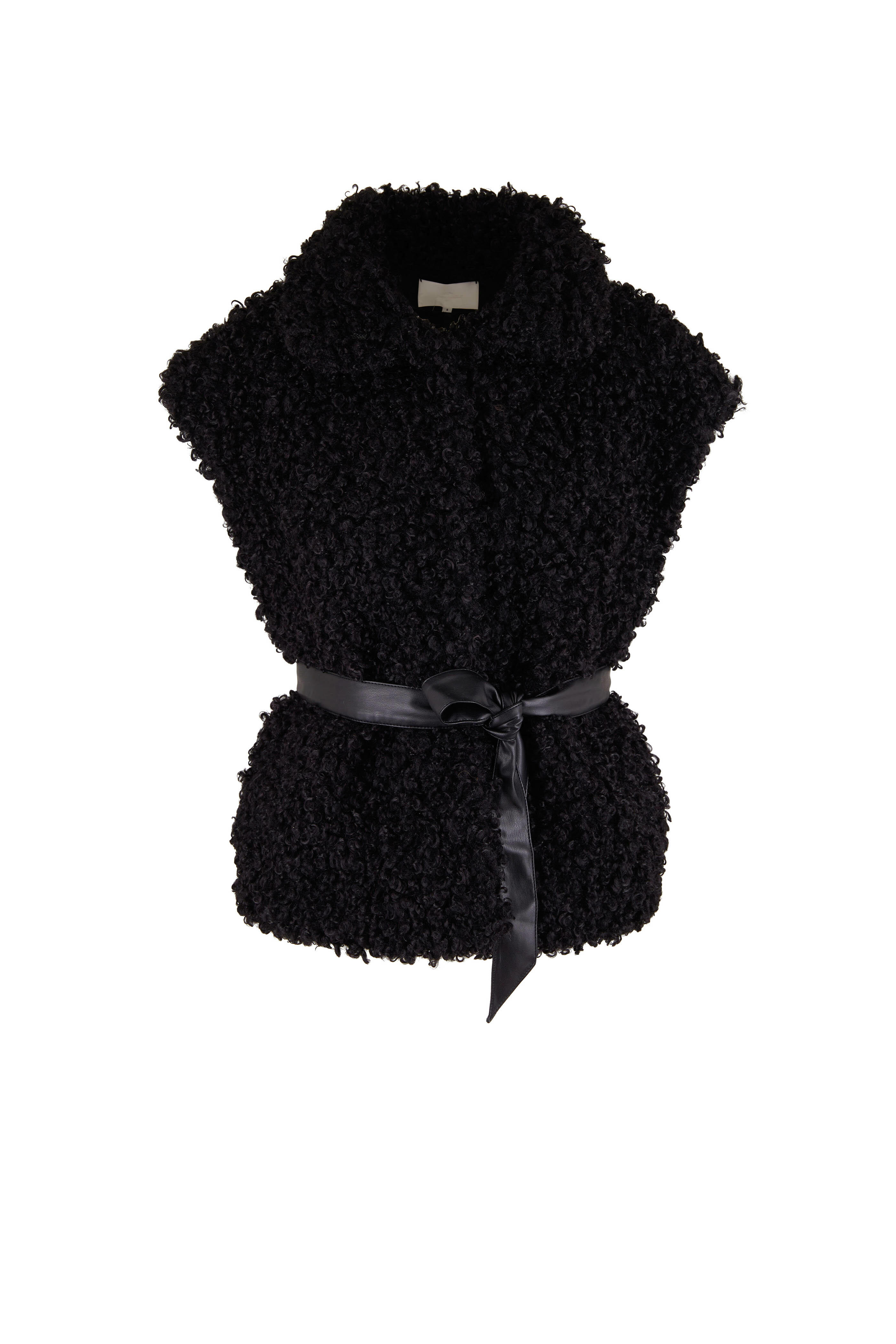 7 For All Mankind - Black Belted Faux Shearling Vest