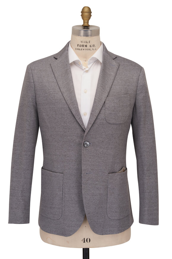 Agnona - Gray Linen Piqué Blazer 