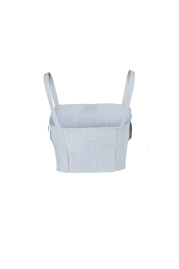 Hevron Alba Sky Blue Linen Top - view 2