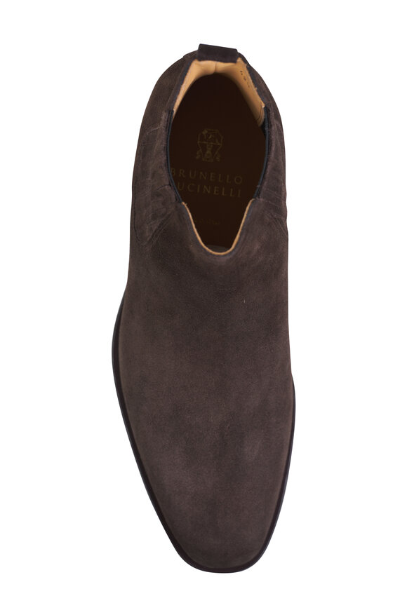 Brunello Cucinelli - Chelsea Dark Brown Suede Ankle Boot