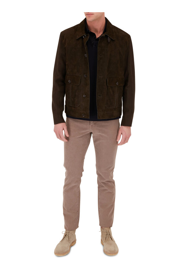 Brioni - Dark Green Linen & Suede Field Jacket