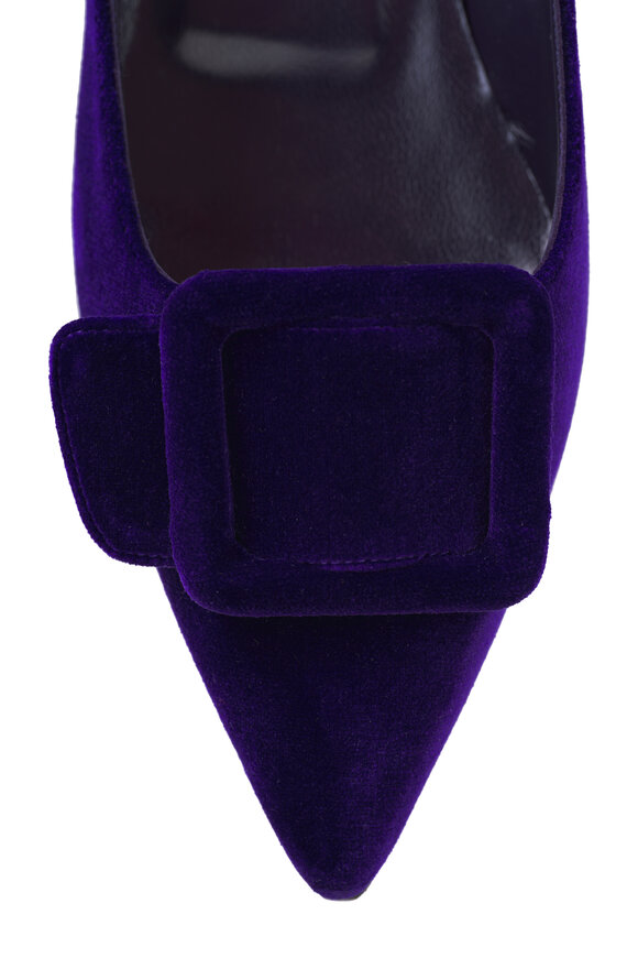 Manolo Blahnik - Maysale Dark Purple Velvet Flat 