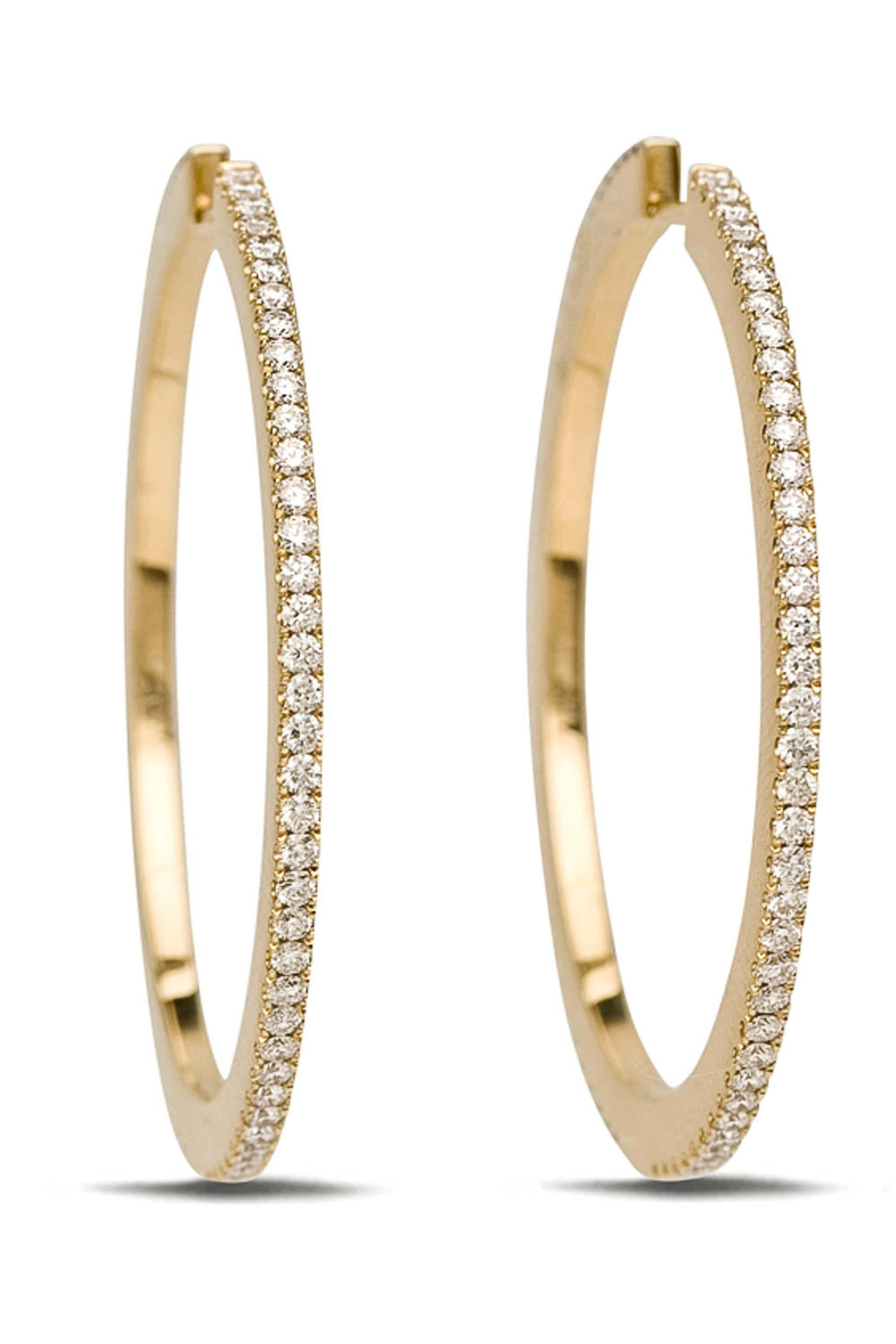 Cadar - White and Black Diamond Solo Large Hoop Earrings