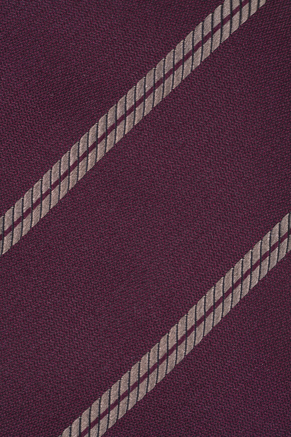 Brunello Cucinelli Burgundy Regimental Stripe Silk Necktie - view 2