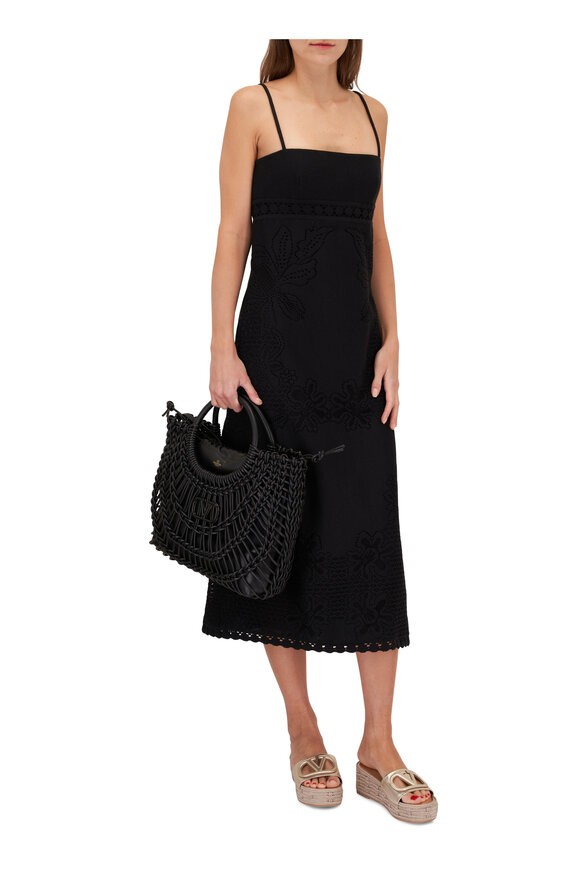 Valentino - Mossi Black Guipure Lace Midi Dress 