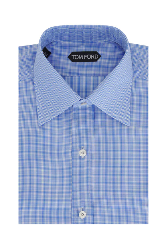 Tom Ford Blue Check Cotton Dress Shirt 