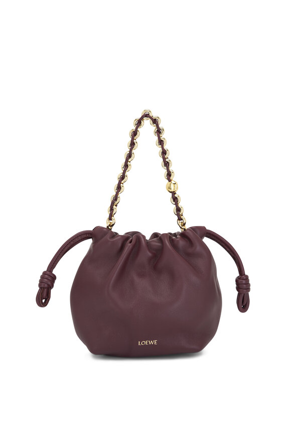 Loewe Mini Flamenco Dark Burgundy Leather Chain Bag