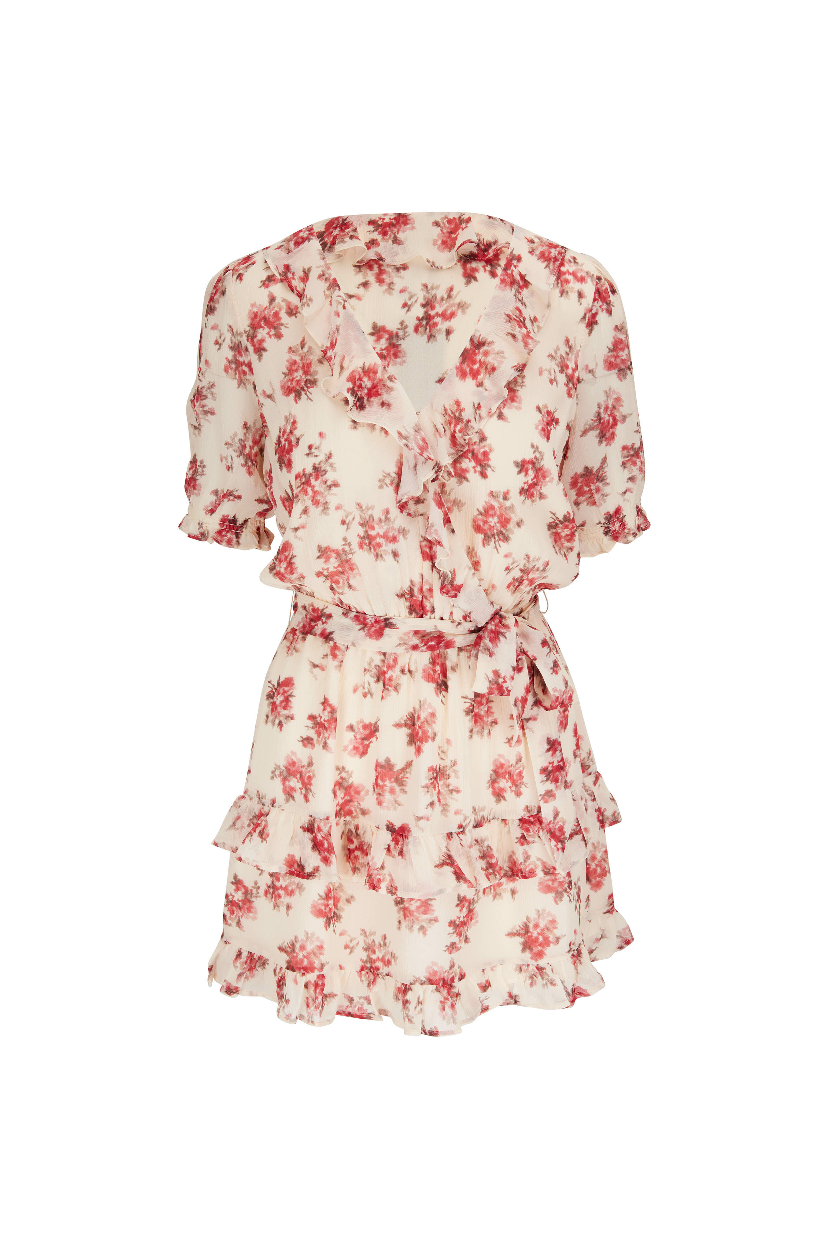 PAIGE - Evonna Cream & Red Floral Print Mini Dress