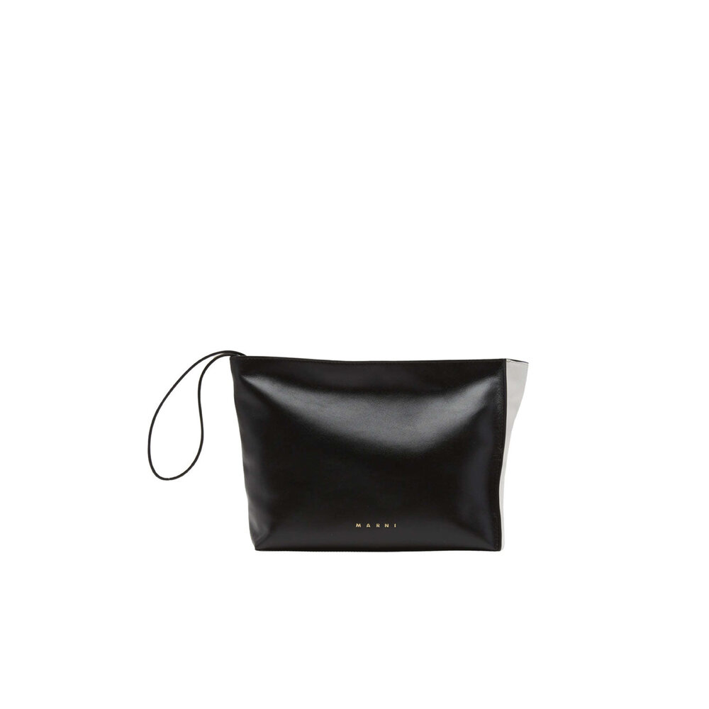 Marni - Zip Leather Pochette Clutch in Black | Mitchell Stores