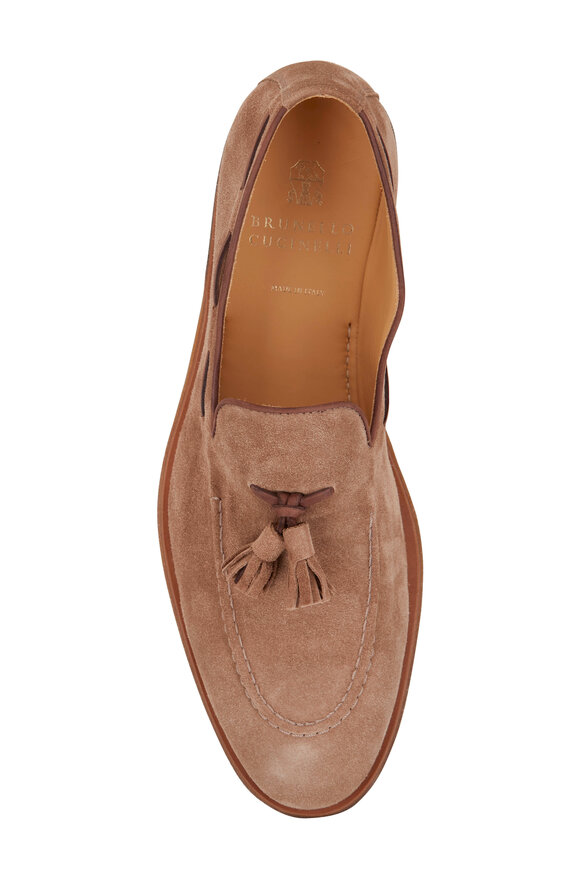 Brunello Cucinelli - Light Brown Suede Tassel Loafer