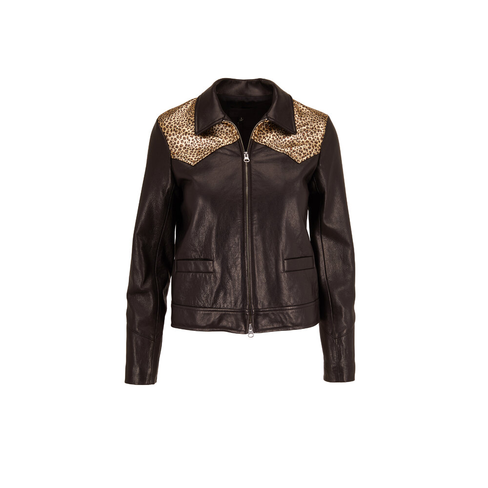 ジャケット・アウター GUAGLIANONE leather leopard zip jacket ジャケット・アウター GUAGLIANONE leather leopard zip jacket