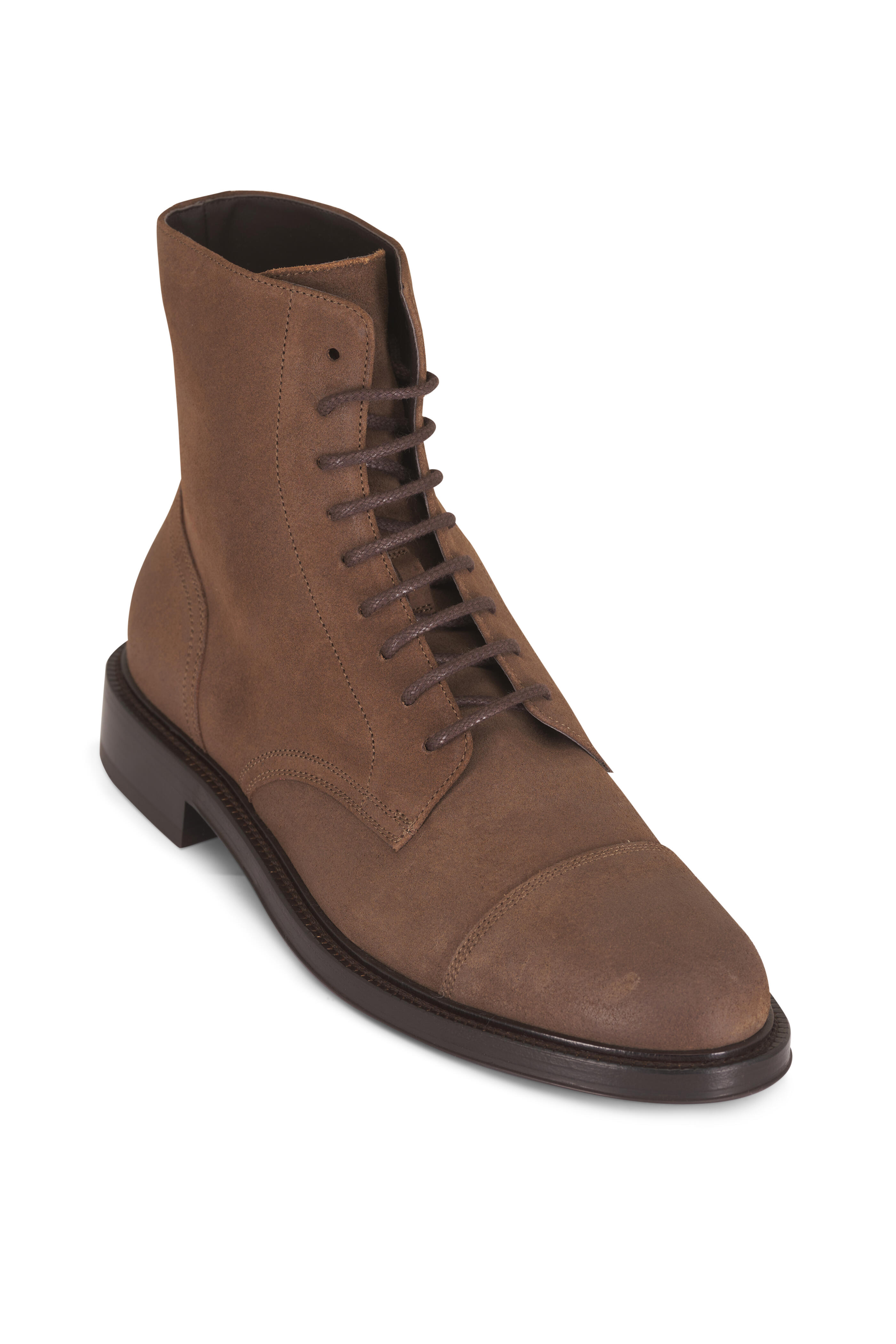 Brunello Cucinelli - Toe Cap Medium Brown Suede Boot - view 1