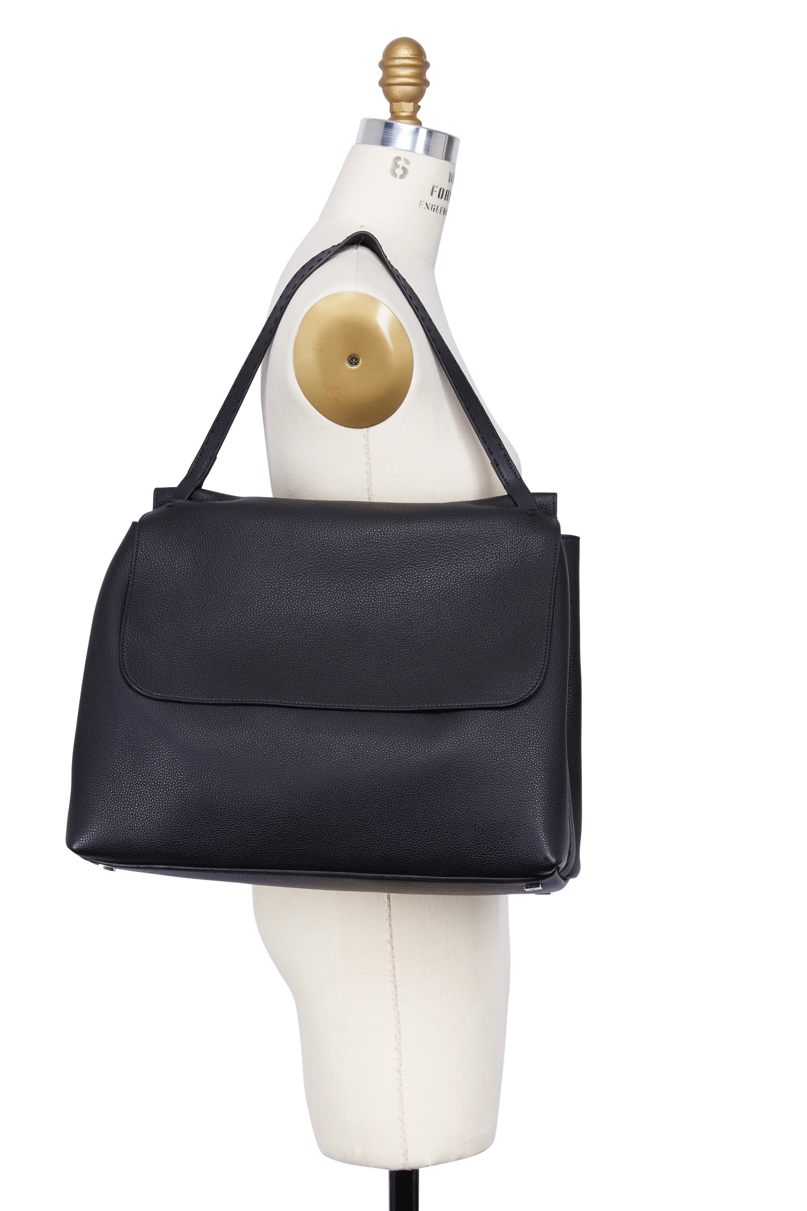The Row - Black Leather Top Handle Bag | Mitchell Stores