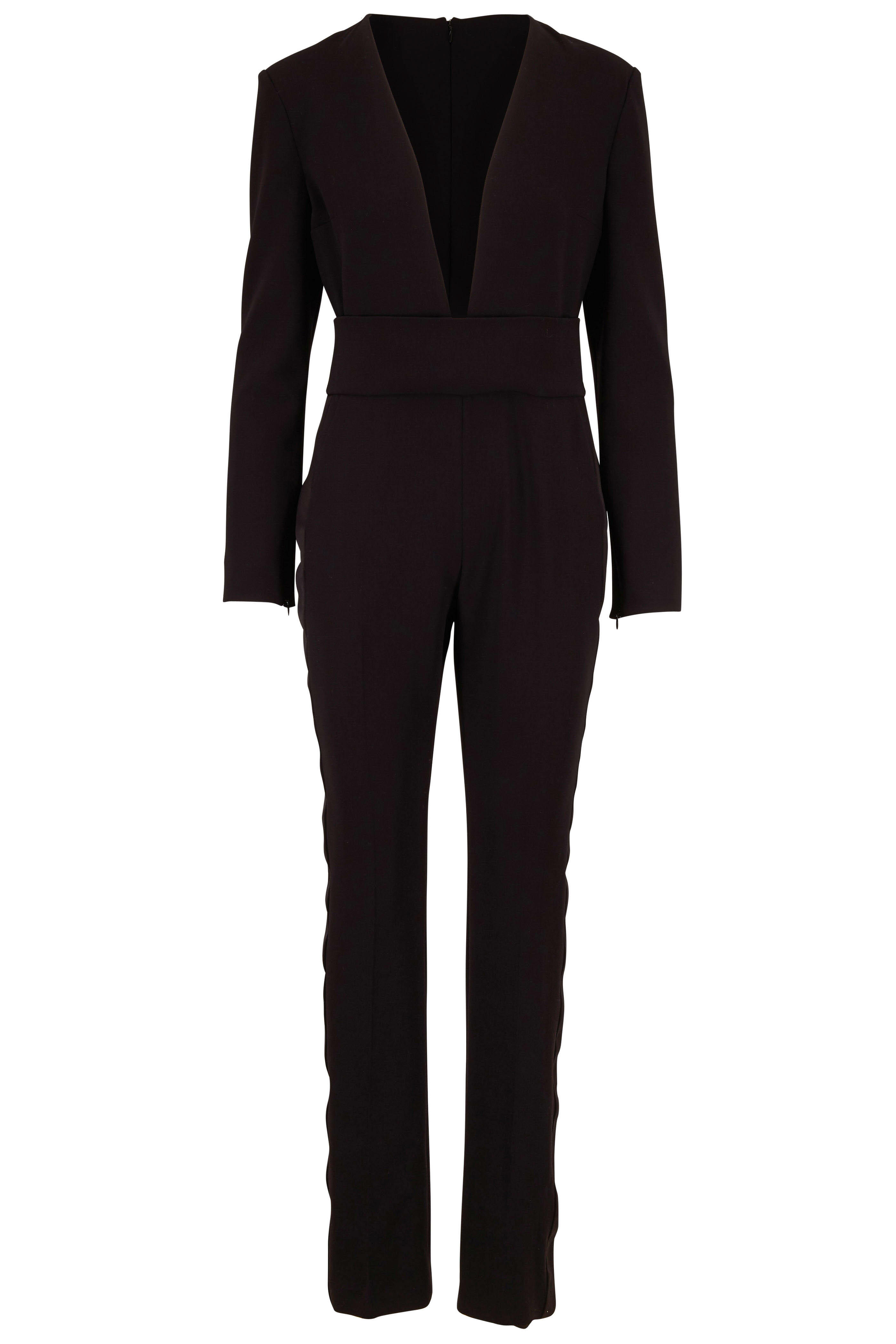 Tom Ford - Black Stretch Wool Tuxedo Stripe Jumpsuit