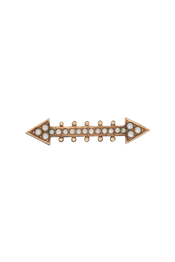 Renee Lewis 18k Yellow Gold Black Onyx & Pearl Arrow Pin