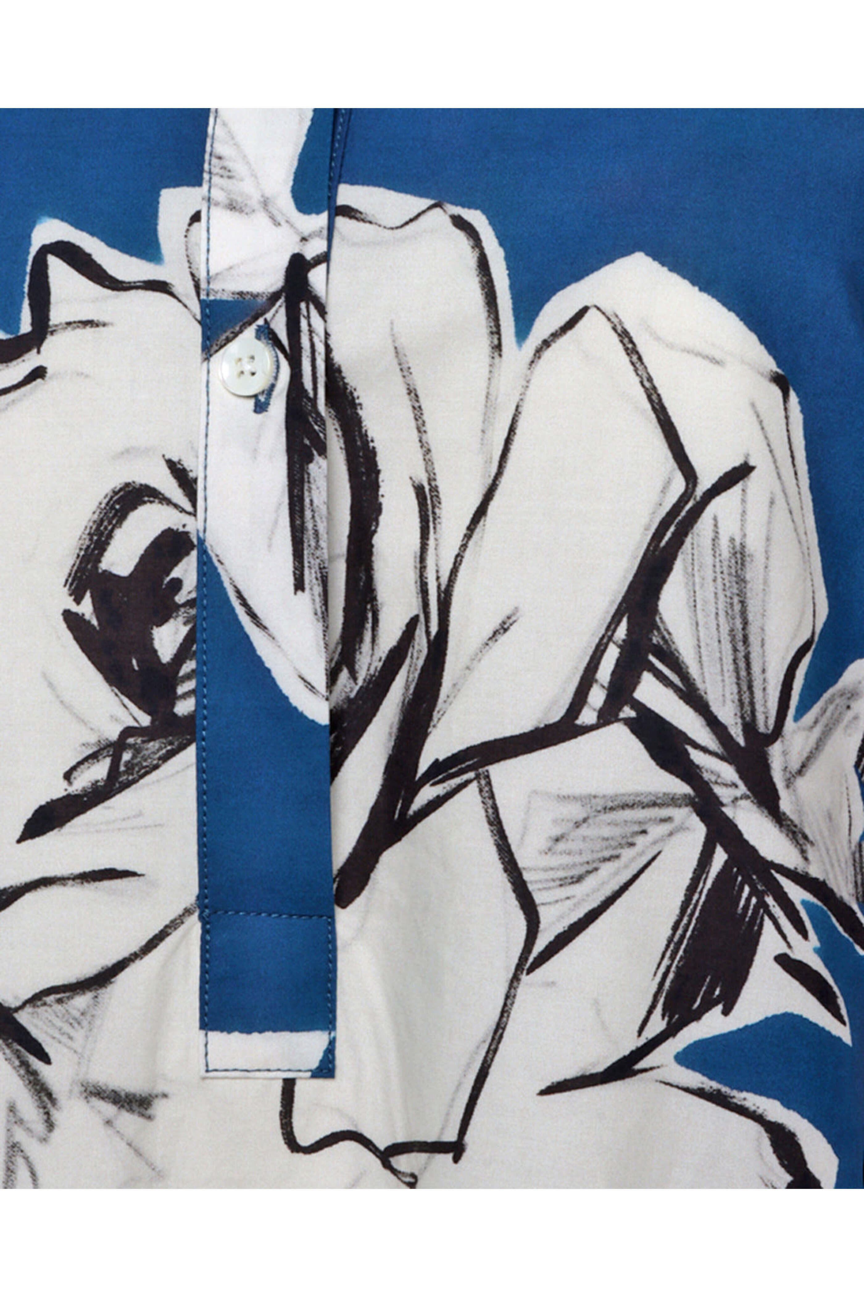 Sara Roka - Blue Roses Quarter Button Jackalyn Shirtdress