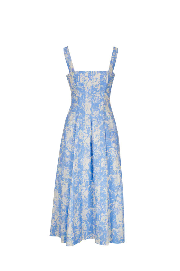 Lela Rose Oxford & Ivory Floral Print Seamed Dress  