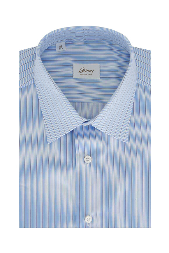 Brioni - Blue Stripe Cotton Dress Shirt