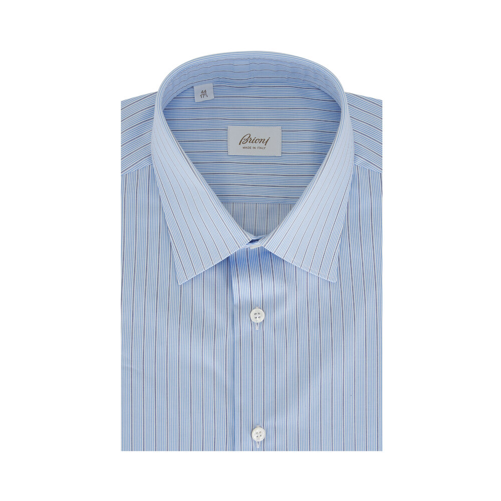 Brioni For Neiman Marcus Blue retailer Stripe Luxury Shirt Men's Large 17.5