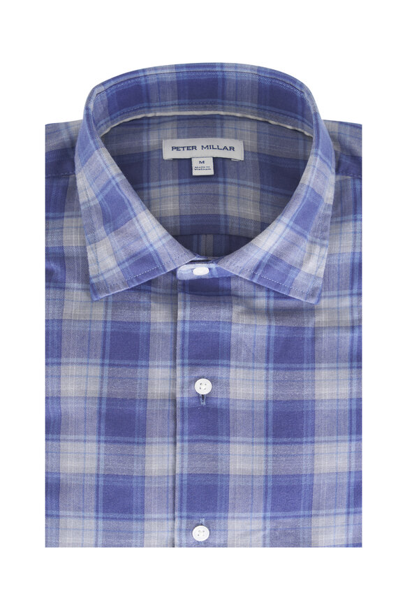 Peter Millar Cannon Performance Blue Flannel Sport Shirt - view 1