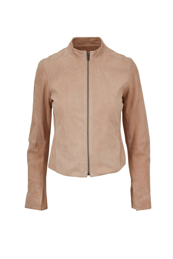 Vince - Rose Quartz Suede Moto Jacket