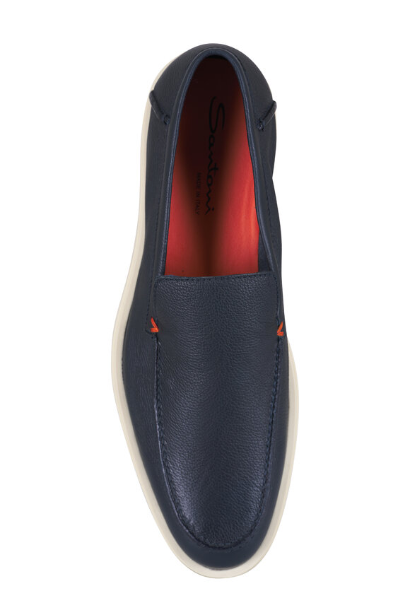 Santoni - Botanist Navy Leather Loafer