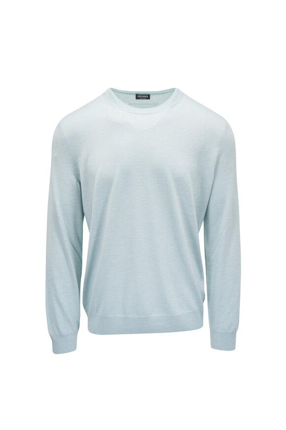 Kiton - Blue Cashmere Quarter Zip | Mitchell Stores