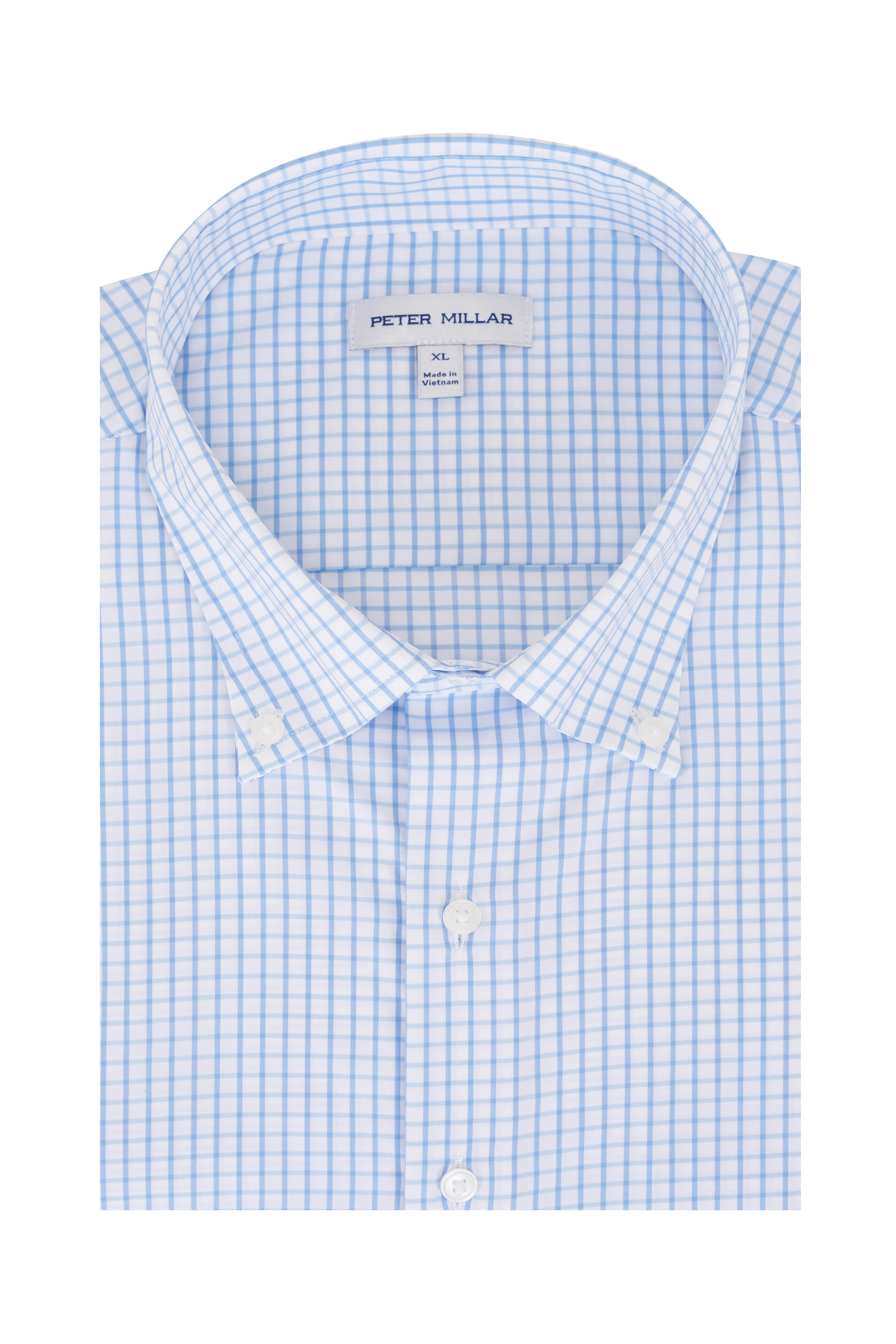 Peter Millar - Hanford Light Blue Plaid Twill Sport Shirt