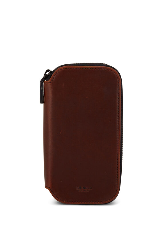 Shinola - Navigator Medium Brown Leather Travel Watch Case