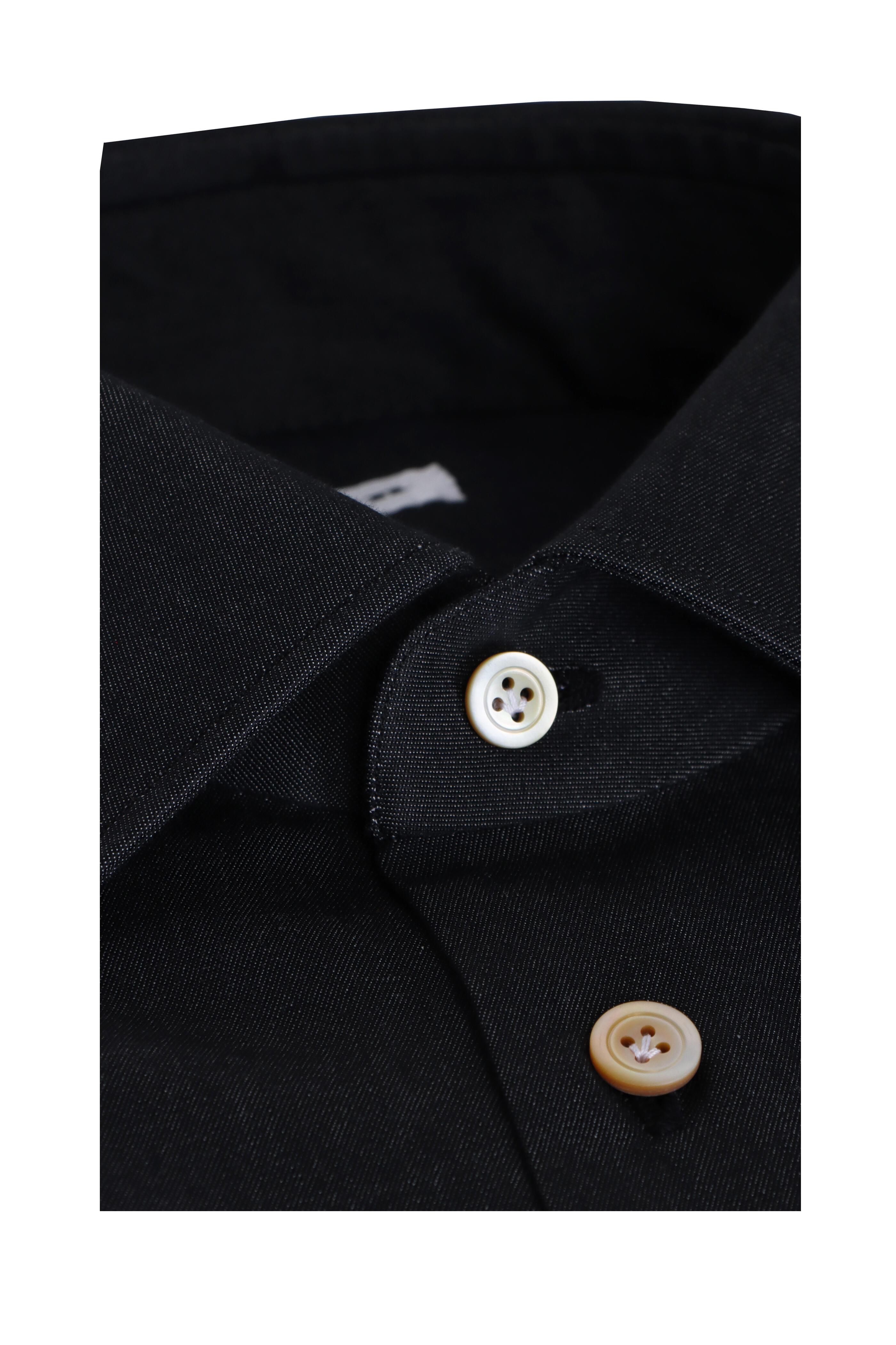 Kiton - Solid Black Cotton Dress Shirt