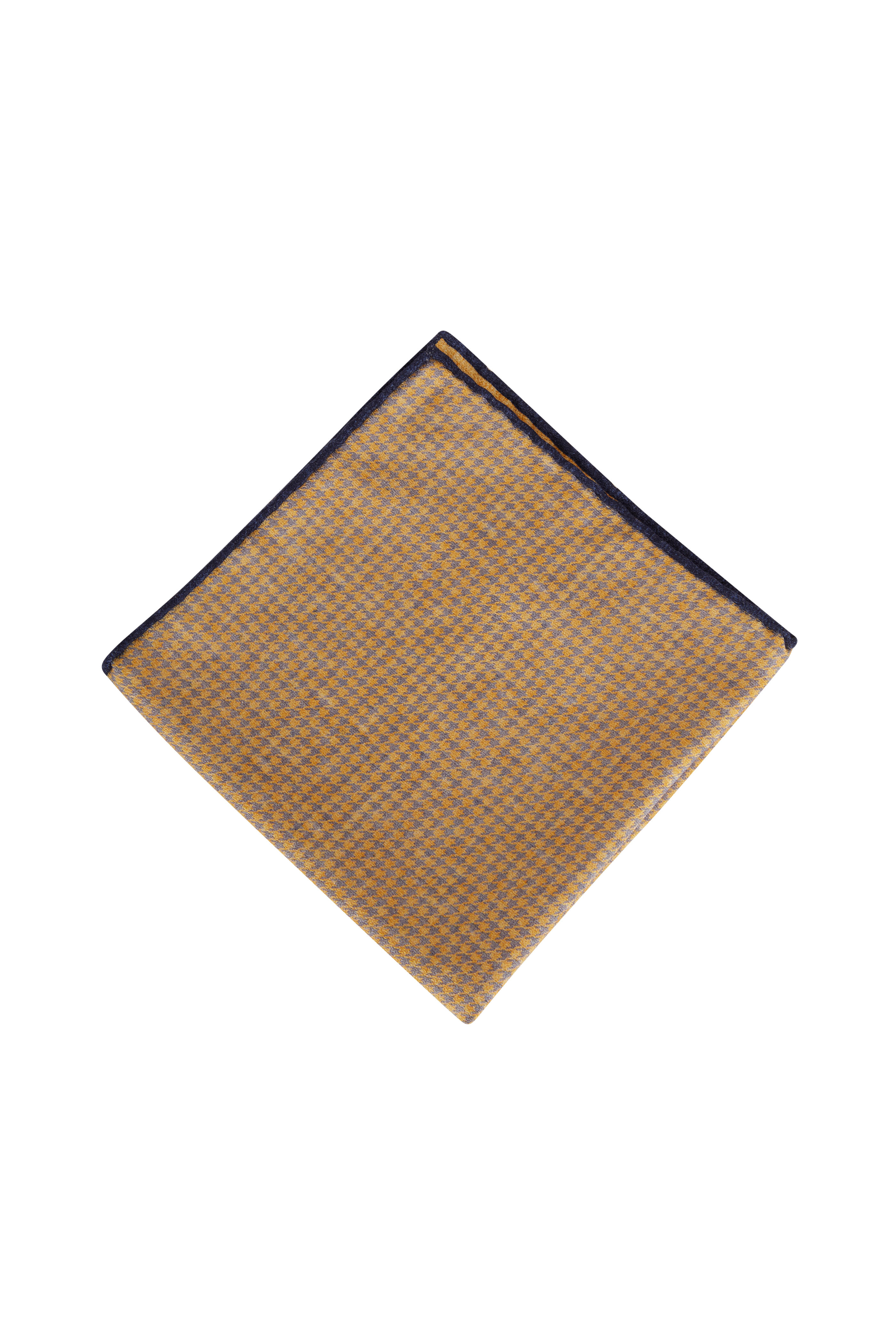 【関税＆送料込み】Brunello Cucinelli Flat Square Pointed B Brunello Cucinelli - Red Logo Print Silk Pocket Square