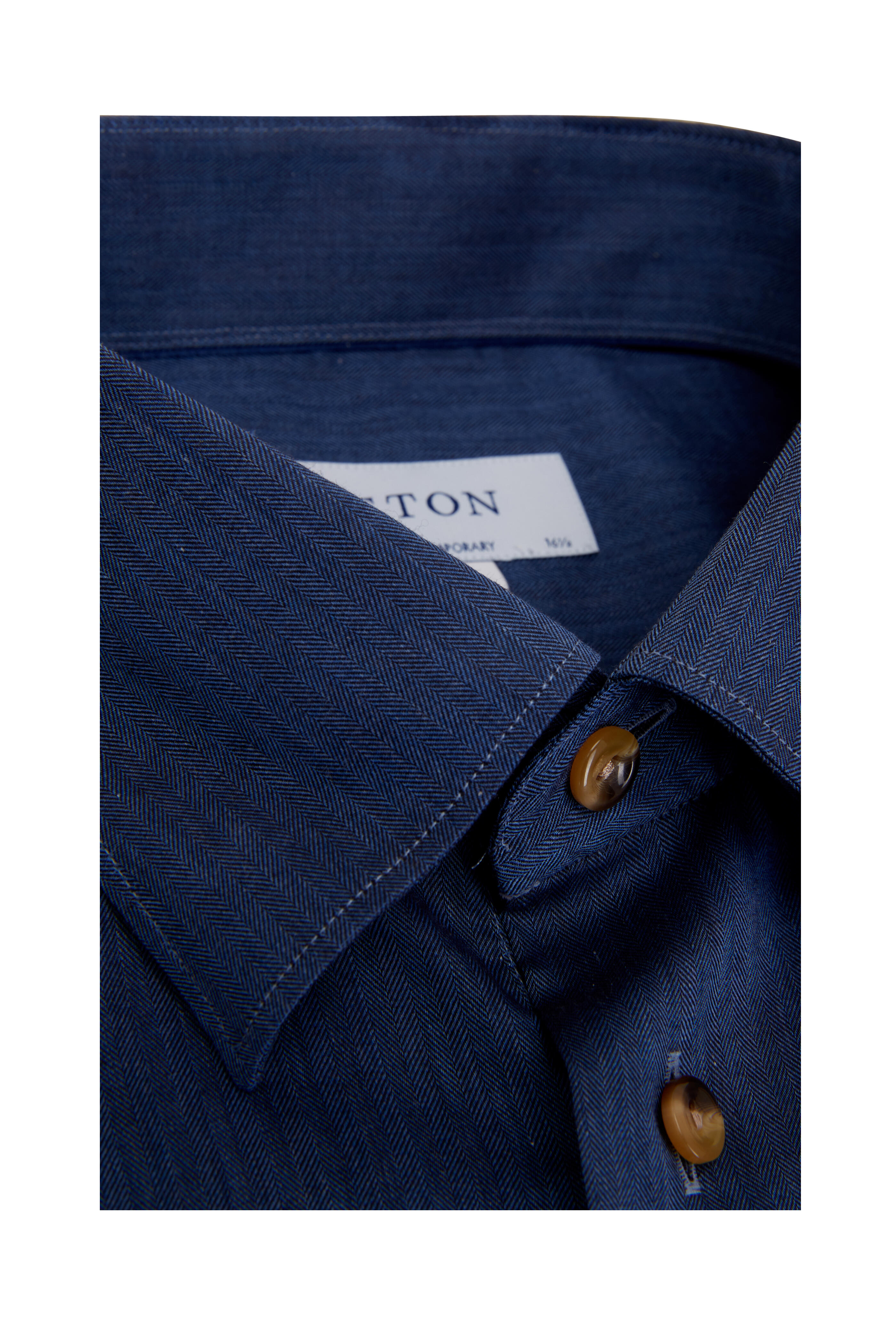 Eton - Dark Blue Herringbone Dress Shirt
