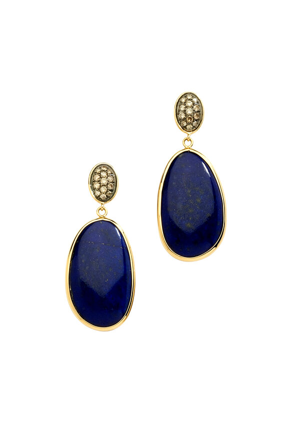 Syna - Cobblestone Gold Lapis Lazuli Diamond Earrings