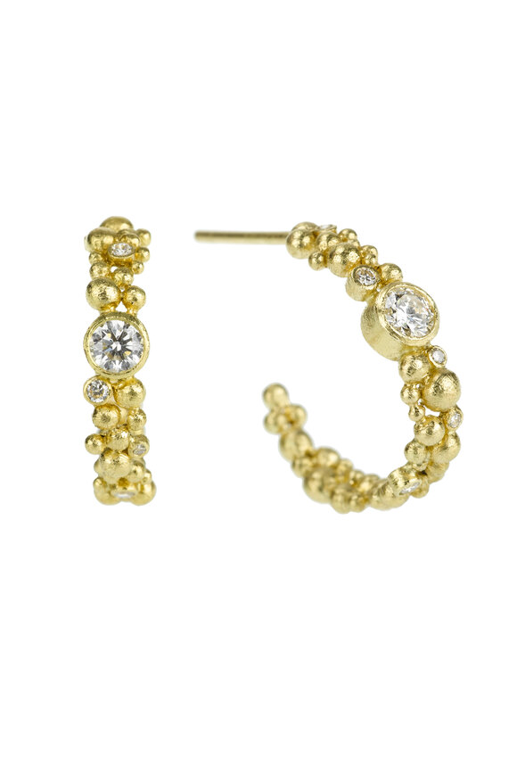 Todd Reed - Yellow Gold White Diamond Earrings