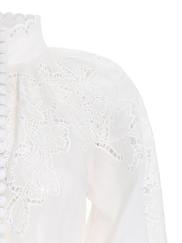 Zimmermann - Carnaby White Scallop Blouse | Mitchell Stores
