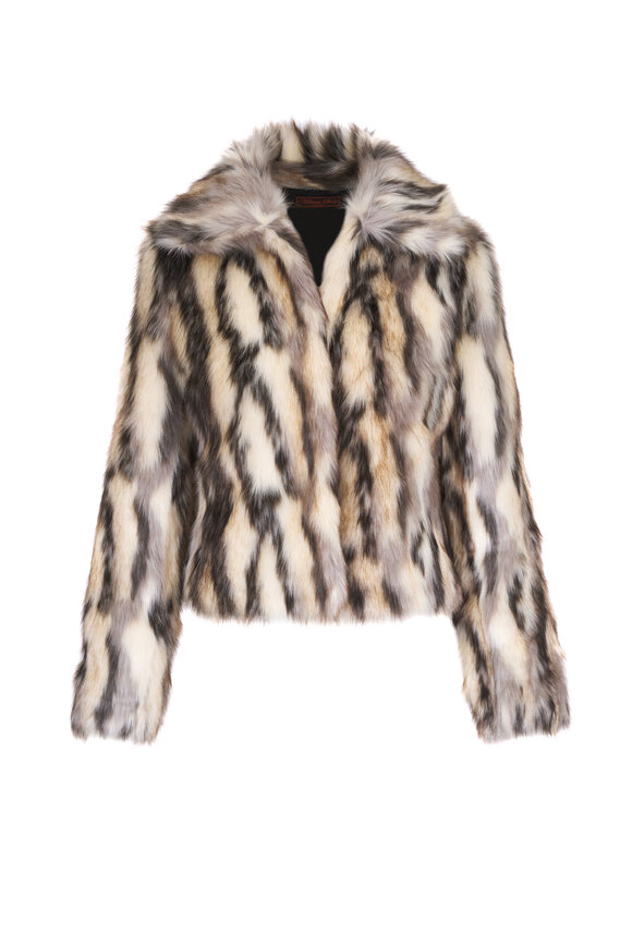 Viktoria Stass Gray Multi Vegan Fur Jacket