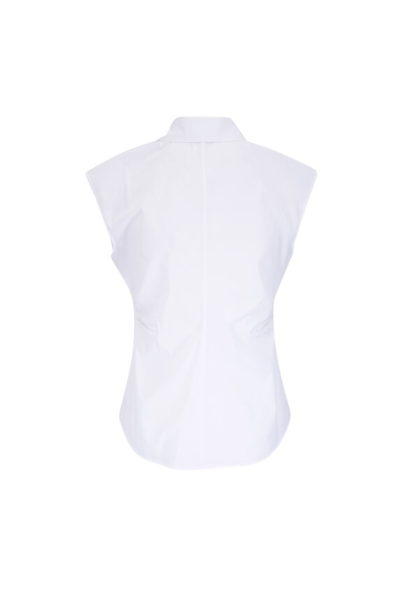 Lafayette 148 New York White Organic Cotton Poplin Pleated Waist Shirt - view 5