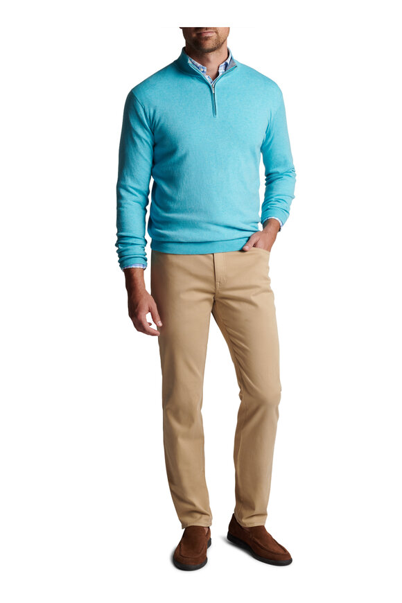 Peter Millar - Radiant Blue Crest Quarter Zip Pullover