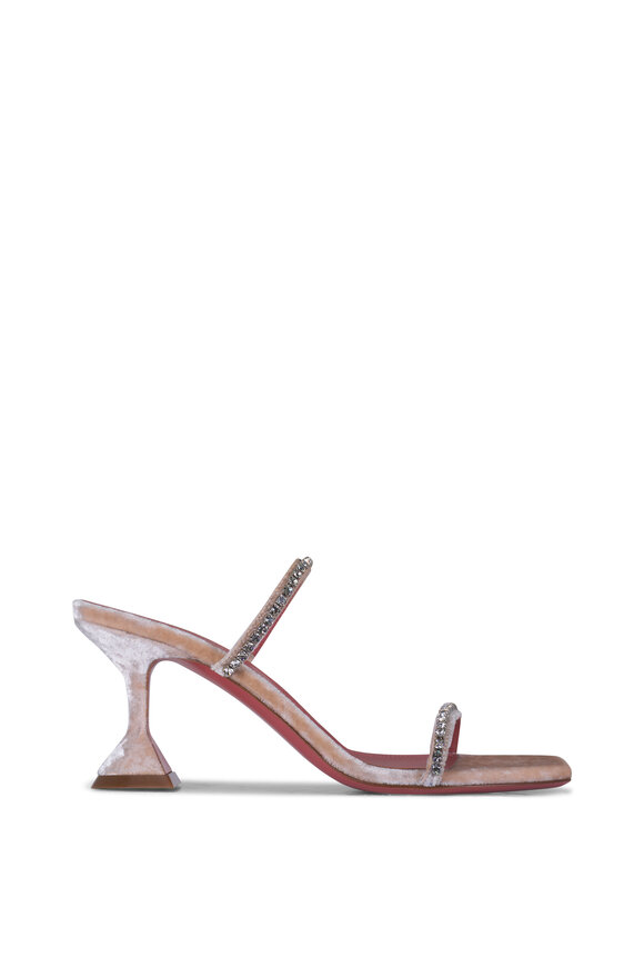 Amina Muaddi - Gilda Velvet Crystal Strap Sandal, 70mm