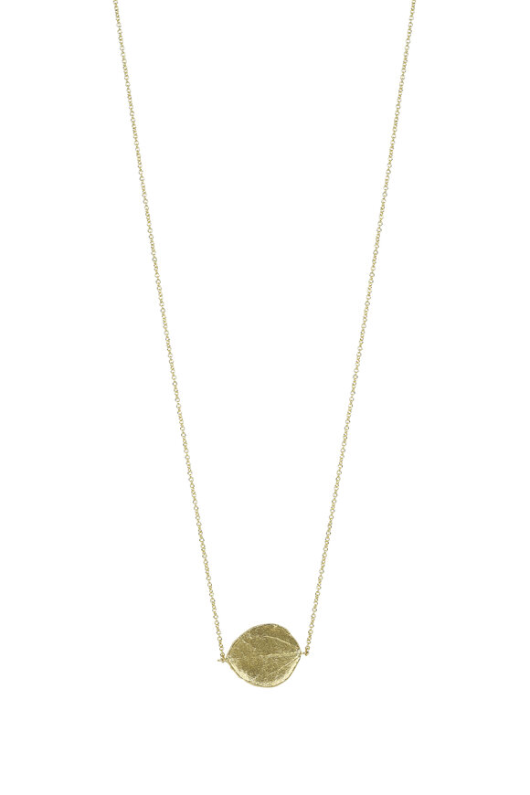 Aaron Henry - 19K Yellow Gold Aspen Leaf Pendant Necklace