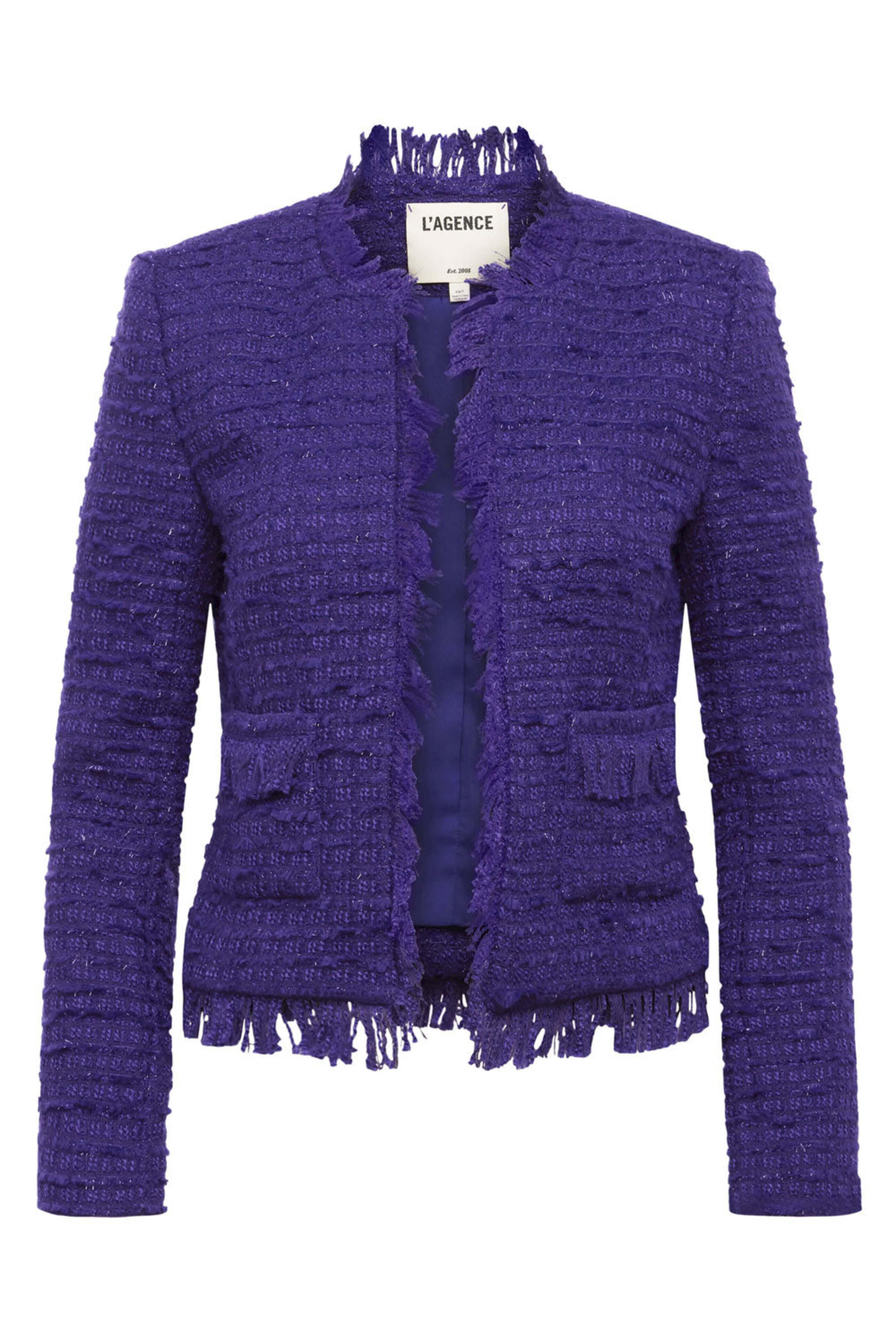 L'Agence - Deep Violet Angelina Tweed Blazer