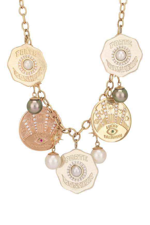 Marlo Laz 14k Yellow Gold 5 Coin Necklace - view 2