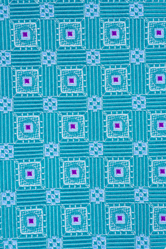 Kiton - Aqua Geometric Print Silk Necktie