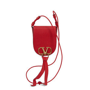 Valentino Garavani - VRing Red Leather Small Saddle Bag