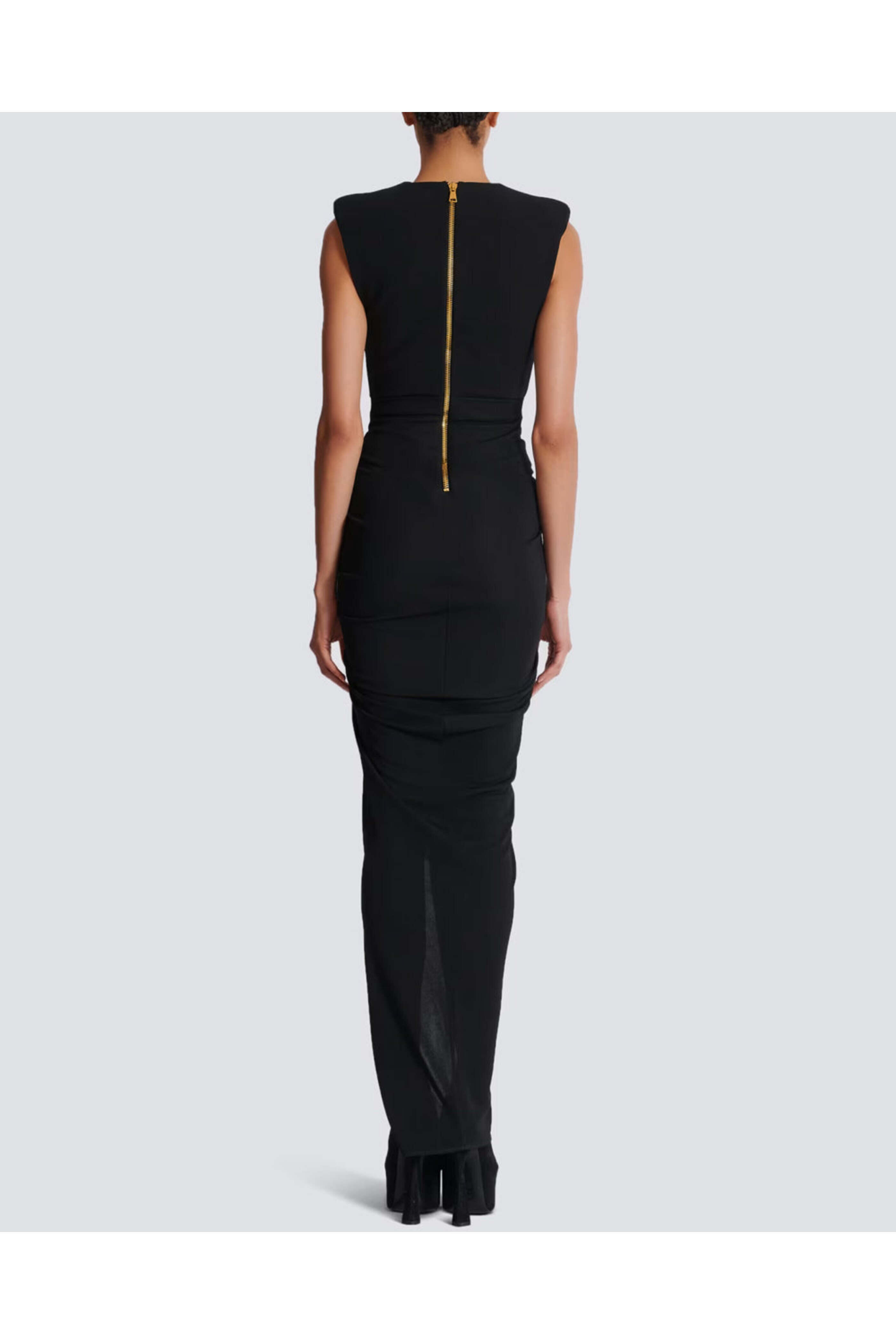 Balmain - Noir Crepe Tailored Maxi Dress