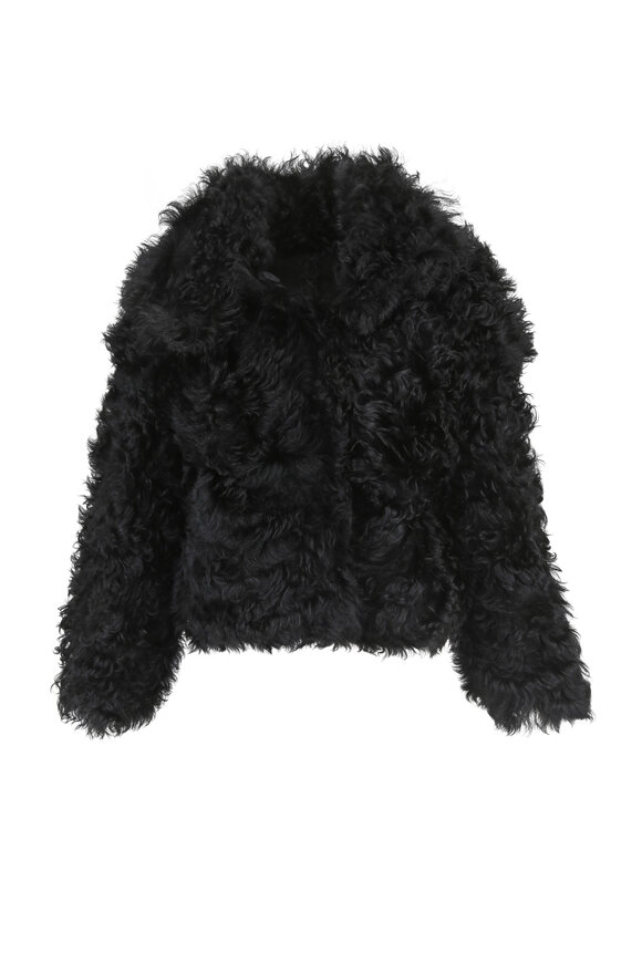 Oscar de la Renta Furs - Black Tigardo Shearling Cocoon Crop Jacket