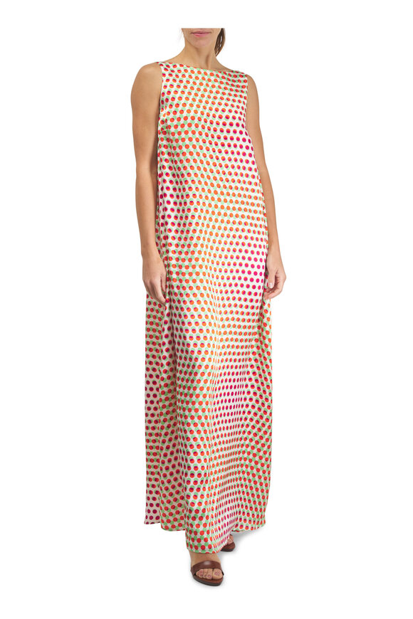 Dries Van Noten Draz Ecru Multi Polka Dot Print Silk Maxi Dress - view 2